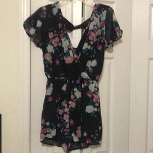 Charlotte Russe black flower romper
